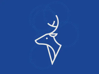 Deer 4 blue circles clean deer flat grid line line art minimal minimalist stroke vector