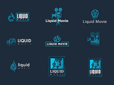 Liquid Movie Logo Tryouts branding camera film liquid logo logo development logo evolution sketch