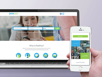 PeekYou - People Search Made Easy blue clean green icons platform search ui