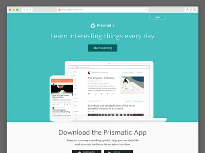 Learn interesting things every day green interesting landing prismatic product web