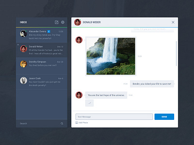 Messages chat conversation dark flat inbox interface list message social ui ui kit