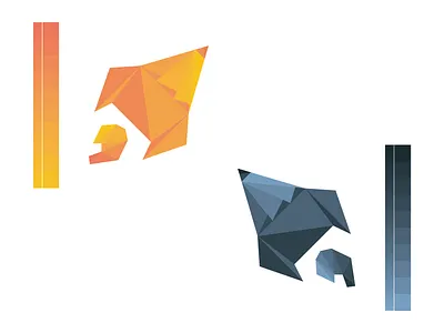 Logo Poly Rocket blue flat launch logo pen pencil poly polygon rocket triangle vector yellow