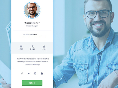 Appon User Profile avatar button card follow interface member profile profile social ui user profile ux widget
