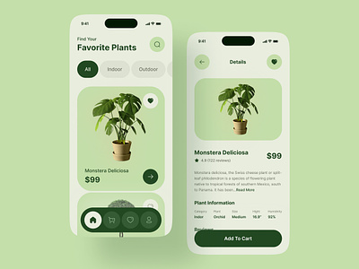 Plant Shop - Mobile App Design app design application ui creative eco plant app ecommerce app ecommerce shop app flower flowers garden minimal mobile app design plant plant app plant shop app plants app shop app store ui ux uidesign userinterface