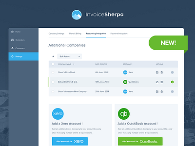 Invoice Sherpa - New Feature app business clean dashboard flat interface invoice sherpa ui ux web design