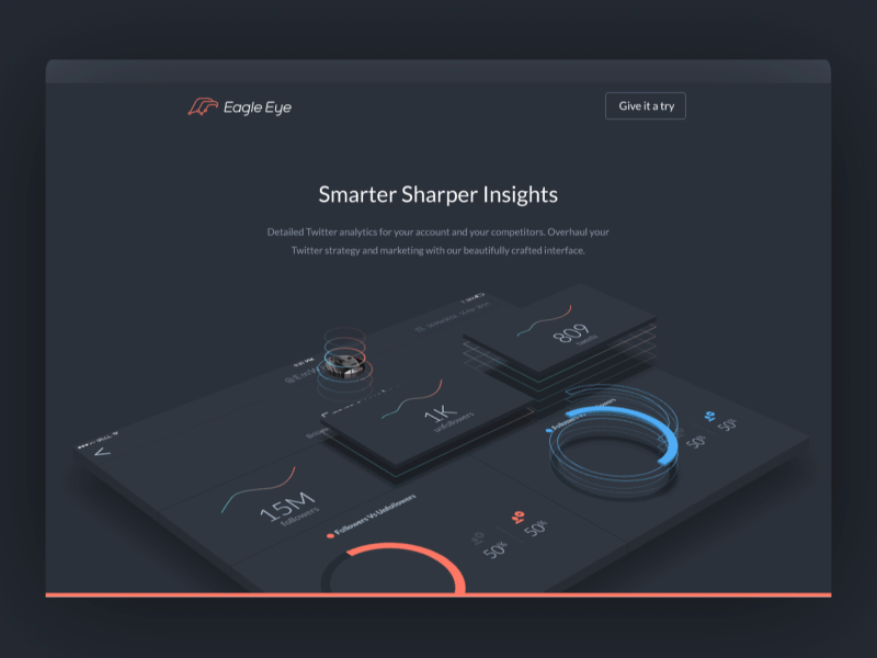 Landing Page for Stats (Analytics for Twitter&Instagram) analytics chart eagle eye graph landing page line lp pie graph