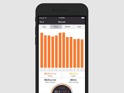 Foodzy Dashboard Detail app calories dashboard fitbit food foodzy health ios iphone nutrition