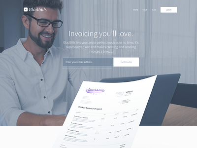 GladBills Landing Page invite invoice invoicing landingpage photo
