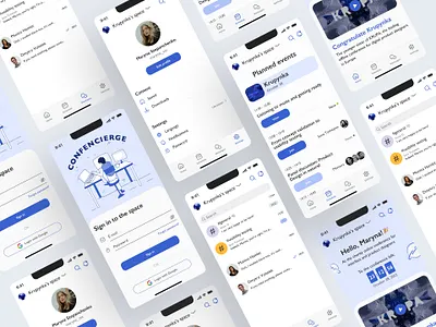 Confencierge app | Krupynka's space app design educational platform form main screen mobile app schedule ui ux