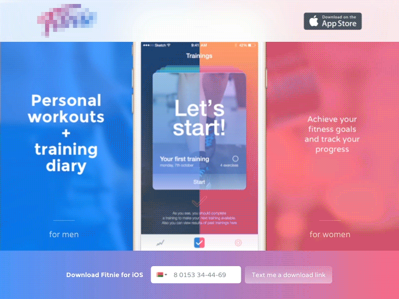 Fitnie app website after effectes animation app gif interaction ios 8 iphone landing page ui ux web