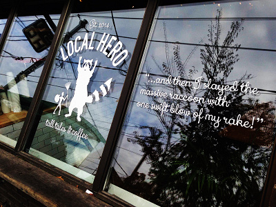 Local Hero branding branding cafe coffee cup design hero identity illustration local logo raccoon signage