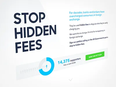 #StopHiddenFees animation chart flat haiku petition stats transferwise web website