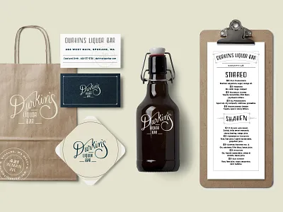 Durkin's Liquor Bar - Branding branding logo type restaurant script spokane vintage