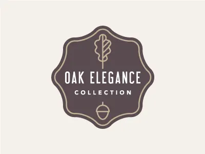 Oak Elegance acorn branding brown furniture gold label leaf logo oak