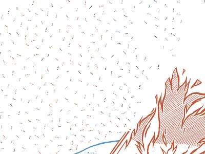 Offlive, Now {#3/4} dark blue dotwork fire hands illustration light blue music orange pink spot