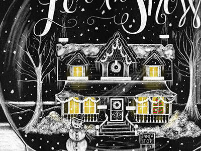 Let It Snow balck and white chalk chalk art chalk drawing chalk lettering chalkboard hand lettering illustration lettering snow typography