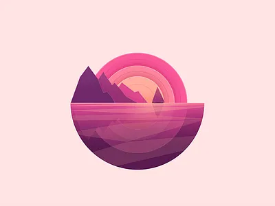 Sunset flat gradient illustration logo simple sunset ui vector yacht