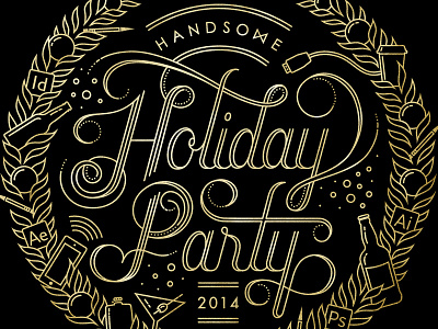 Party illustration lettering monoline type typography