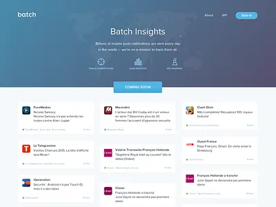 Batch Insights apps blue insights landing market mobile notification push smartphone track