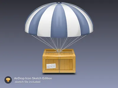 AirDrop Icon. airdrop crate freebie goodie icon mac parachute sketch