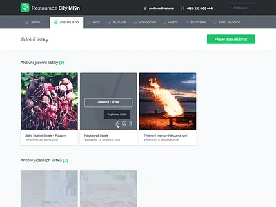 Menu Admin admin clean dashboard gray green grid menu reservation restu simple