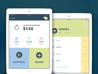 PocketPiggy - App for managing kid's finance, Ipad version app children game ios ipad iphone kids mobile money ux uxdesign