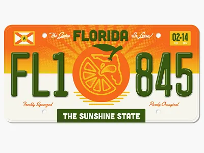 Freshly Squeezed Florida License Plate fl florida halftone def juice oranges state plates project