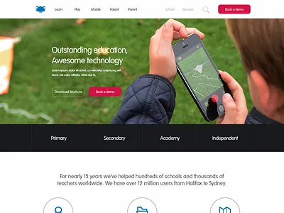 FrogEducation.com WIP (Home Page) app design education flat landing page layout mobile navigation ui web design webpage website