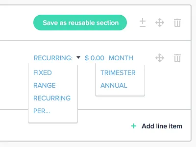 New pricing structures admin app dropdown editor flat green nusii pricing saas web app wysiwyg