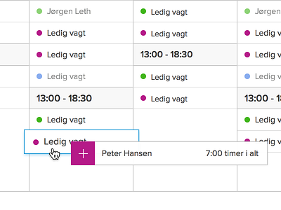 Drop your employees straight into the Shift plan app people roster shift table ui webapp