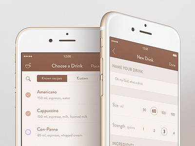 Coffee App #2 coffee gold ios ios 8 iphone 6 switch ui ux