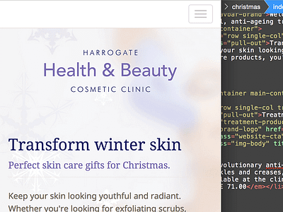 Harrogate Health & Beauty web design christmas mobile responsive snowflakes web design
