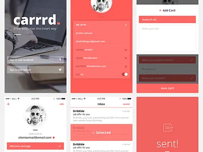 Carrrd UI app bitcoin blockchain carrrd crypto wallet cryptocurrency fintech ios payments screens token ui