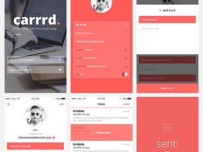 Carrrd UI app bitcoin blockchain carrrd crypto wallet cryptocurrency fintech ios payments screens token ui