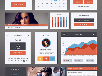 Deck Ui Kit Vol1 calendar data charts flat flat ui forms psd statistics ui ui kit