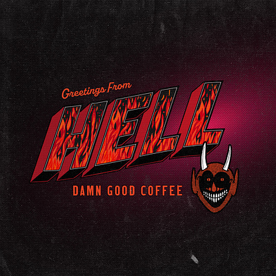 Torment & Darkness Coffee Co Greeting Graphic coffee design fire illustration typography