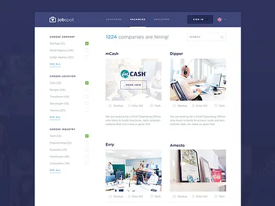 Jobspot Companies Page design flat gotham hiring jobs redesign typography ui ux web