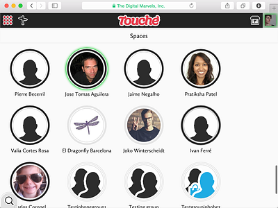 Touché app Spaces chat sharing touché upload web app