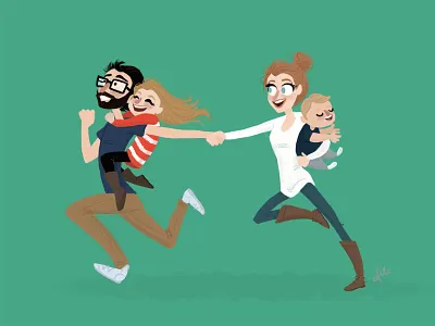 Ribs Christmas 2014 baby character design christmas card family illustration kids parents photoshop running