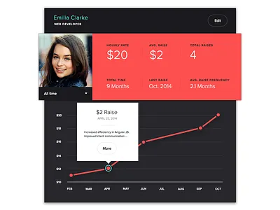 Raise Tracker dashboard graph stats ui ux web widget