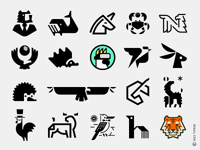 Logo Collection - Animals 4 alpaca bear bird bull collection crab fauna hedgehog logo oryx rabbit roundup symbol tiger unicorn whale