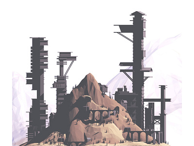 Tiny Teepee - Mountain 3d 3d illustration architecture c4d lowpoly mountain render scale terrain train trees tunnel