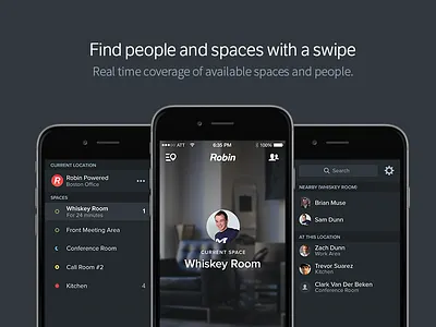 Find people and spaces app availability beacon booking ios iphone mobile sidebar