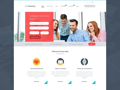 Cravious - Job Portal Website find designers job board job portal layout search jobs theme webdesign website template