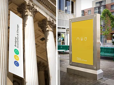 Bridging Innovation & Change Branding branding clean colour context icons logo design mockup modern palette stroke wordmark