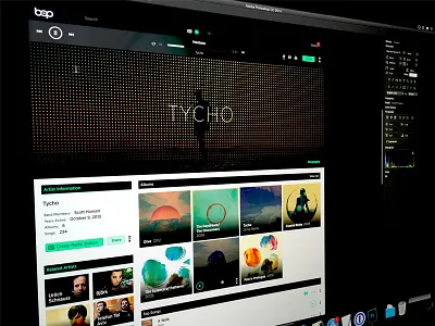 Bop.fm - Artist Page album art album page artist page bop.fm electronic music app tycho web app website