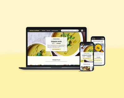 Kitchen Confident: Intuitive Recipes and Cooking Tutorials case study cook cooking design desktop food kitchen mobile recipe responsive tutorial ui ux web website yellow