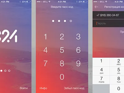 C24 Authorisation Screens authorisation banking blue ios keypad login mobile number passcode red ui