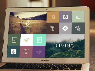 L-I-V-I-N-G Mood board blue brand branding color icon identity life logo logomark moodboard photography texture