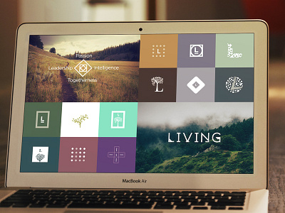 L-I-V-I-N-G Mood board blue brand branding color icon identity life logo logomark moodboard photography texture